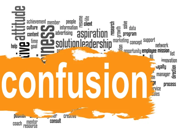 Confusion word cloud with yellow banner — Stock Photo, Image