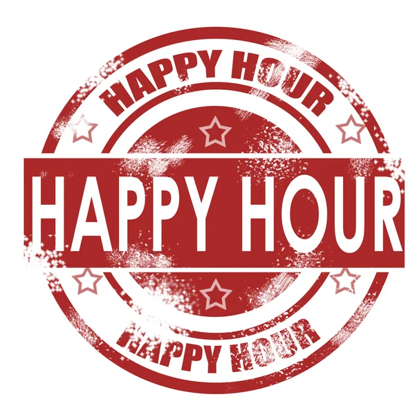 Happy Hour Grunge Retro rot isoliert Stempel — Stockfoto