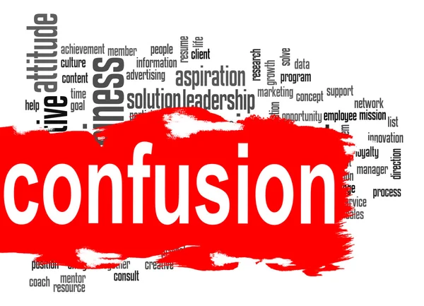 Confusion word cloud with red banner — Stock Photo, Image