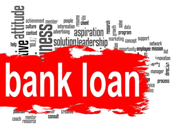 Banco nuvem palavra empréstimo com banner vermelho — Fotografia de Stock