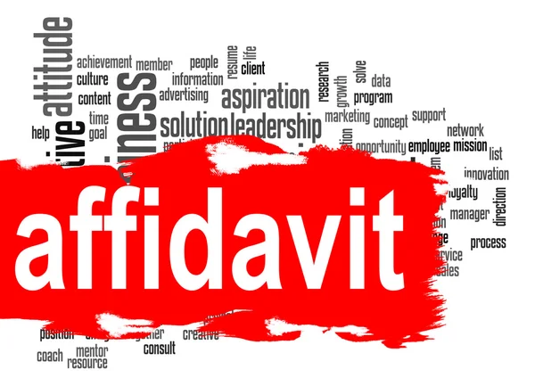 Affidavit word cloud with red banner — Stock Photo, Image