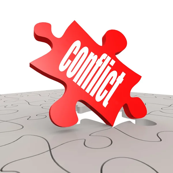 Conflict word with puzzle background — Stock Photo, Image