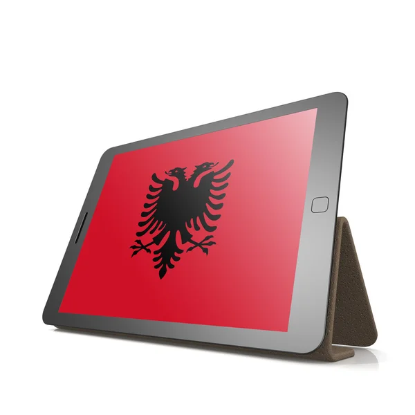 Tablet with Albania flag — Stock Photo, Image
