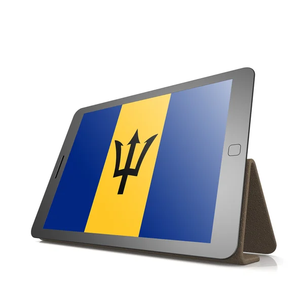 Tablet com bandeira de barbados — Fotografia de Stock