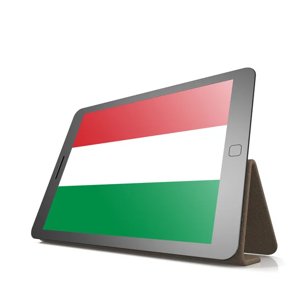 ハンガリーの国旗を搭載したタブレットします。 — ストック写真
