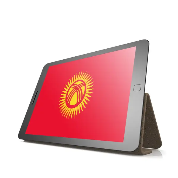 Tableta con bandera de Kirguistán — Foto de Stock