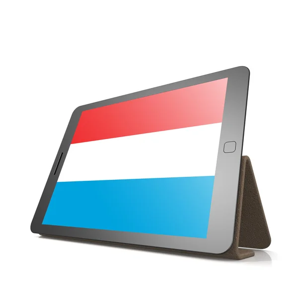 Tablet com bandeira luxembourg — Fotografia de Stock