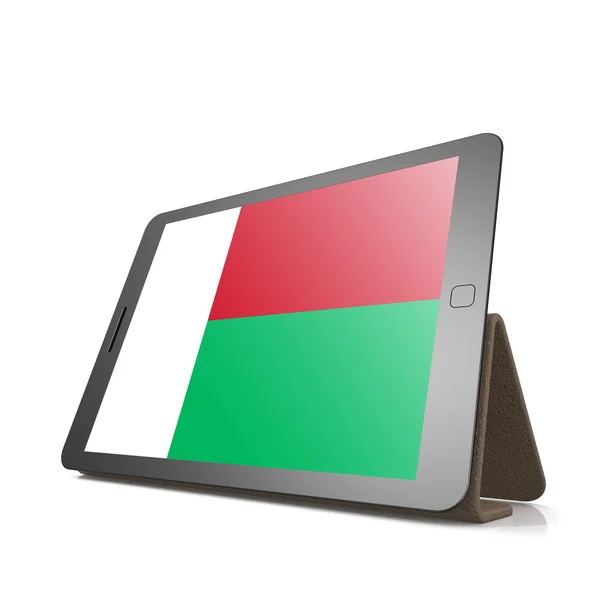 Tablet z flaga Madagaskaru — Zdjęcie stockowe
