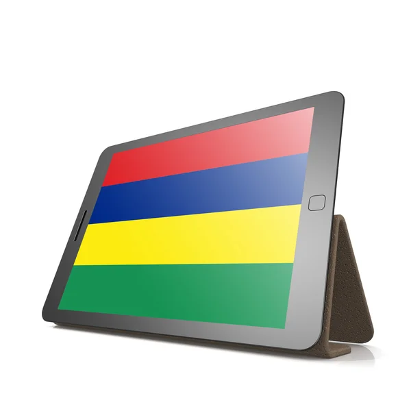 Tableta con bandera de Mauricio —  Fotos de Stock