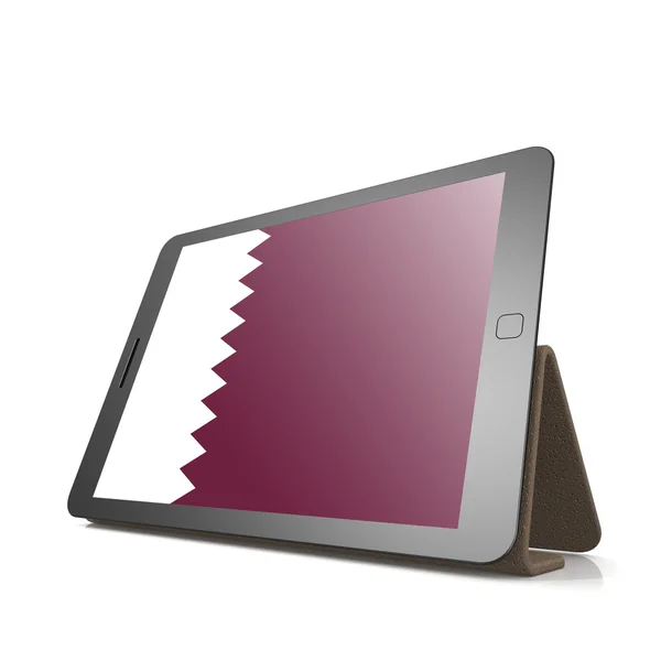 Tablet with Qatar flag — Stock Photo, Image