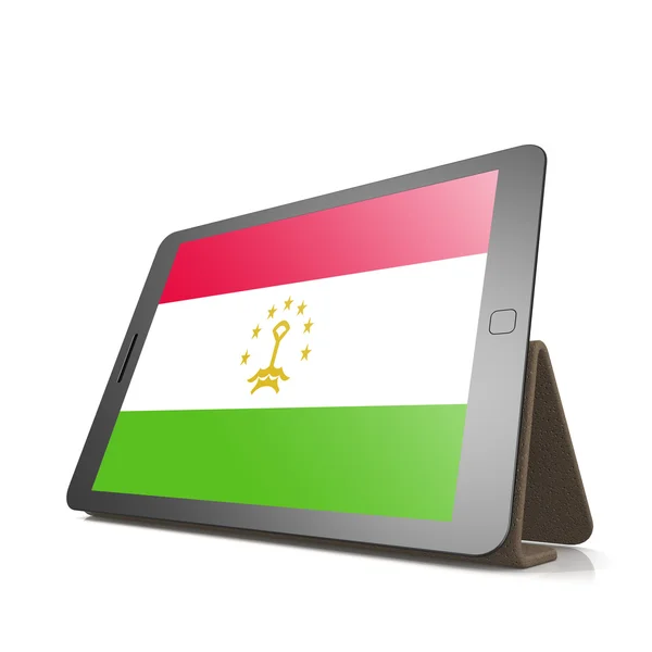 Tablette mit tadschikischer Flagge — Stockfoto