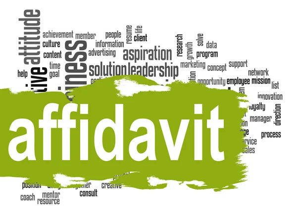 Affidavit word cloud with green banner — Stock Photo, Image