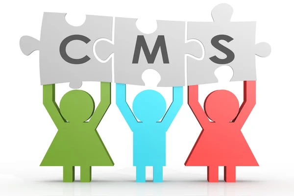行のパズルの Cms は-コンテンツ管理システム — ストック写真