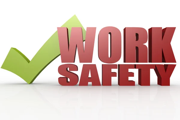 İş güvenlik kelimesi ile yeşil onay işareti — Stok fotoğraf