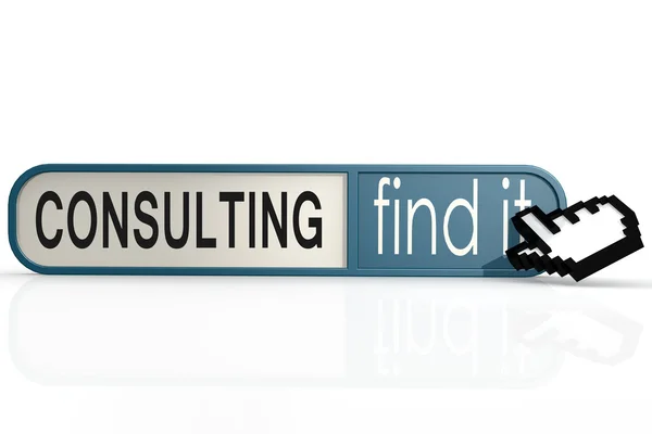 Consulting word on the blue find it banner — Stockfoto