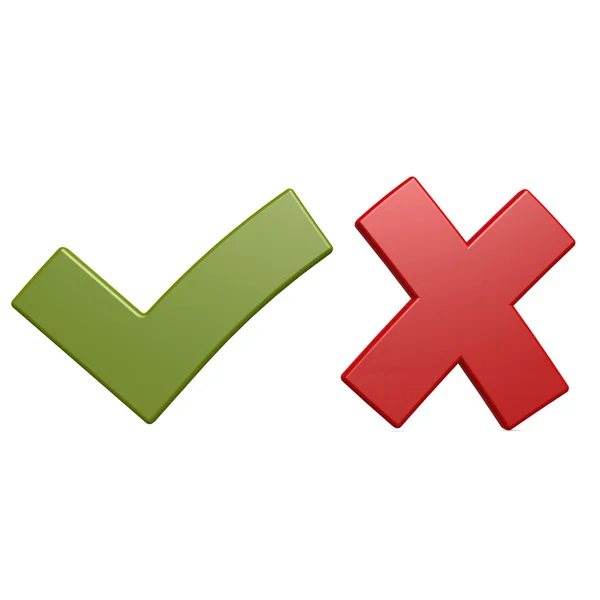 Red cross and green tick — Stock Photo, Image