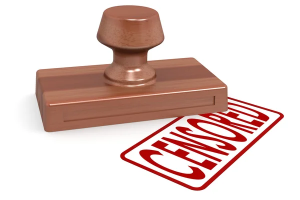 Wooden stamp censored with red text — Stock Photo, Image