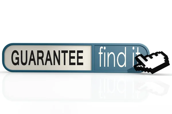 Guarantee word on the blue find it banner — Stockfoto