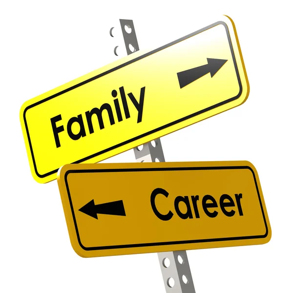 Family and career word on yellow road sign — Stock Photo, Image
