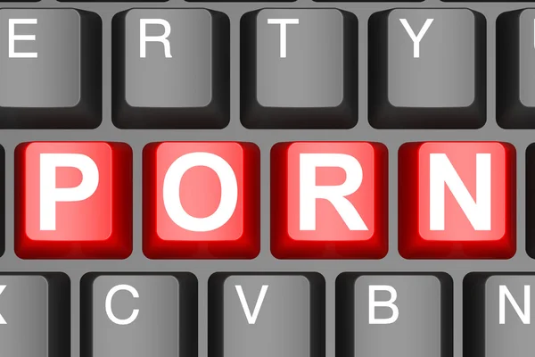 Porn button on modern computer keyboard — Stock Photo, Image