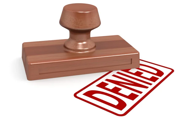 Wooden stamp denied with red text — Stock Photo, Image