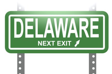 Delaware green sign board isolated 