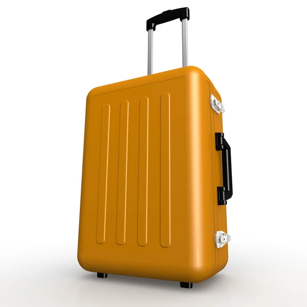 Апельсиновый багаж стоит на полу — стоковое фото