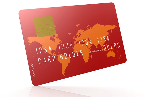 Red credit card on reflection floor — Stock Photo, Image