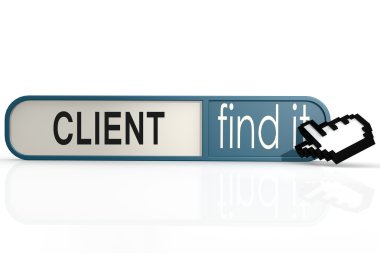 Client word on the blue find it banner
