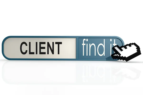 Client word on the blue find it banner — Stock Photo, Image