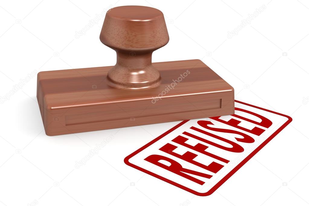 Wooden stamp refused with red text