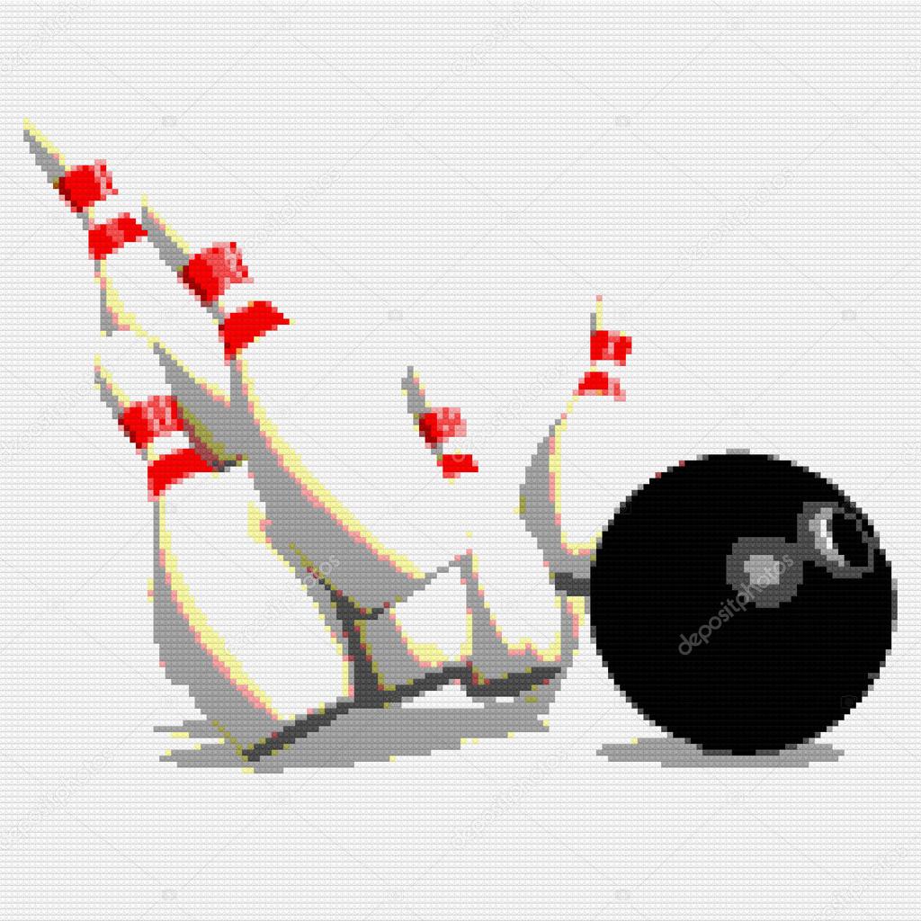 Pixelated bowling pin