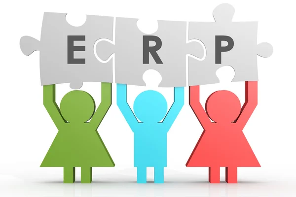 ERP - Enterprise Resource Planning puzzle in una linea — Foto Stock