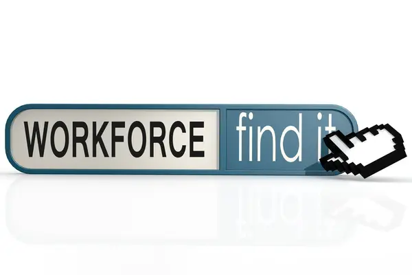 Palavra da força de trabalho no azul encontrá-lo banner — Fotografia de Stock
