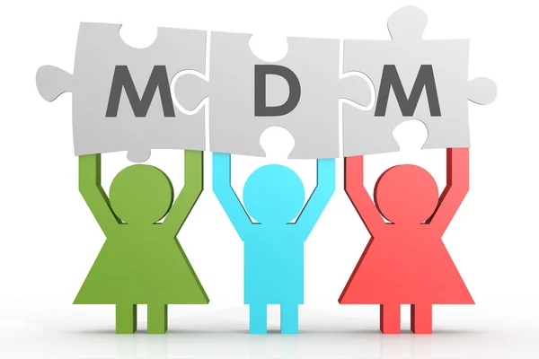 MDM - Mobile Device Management puzzle in a line — Stock Photo, Image