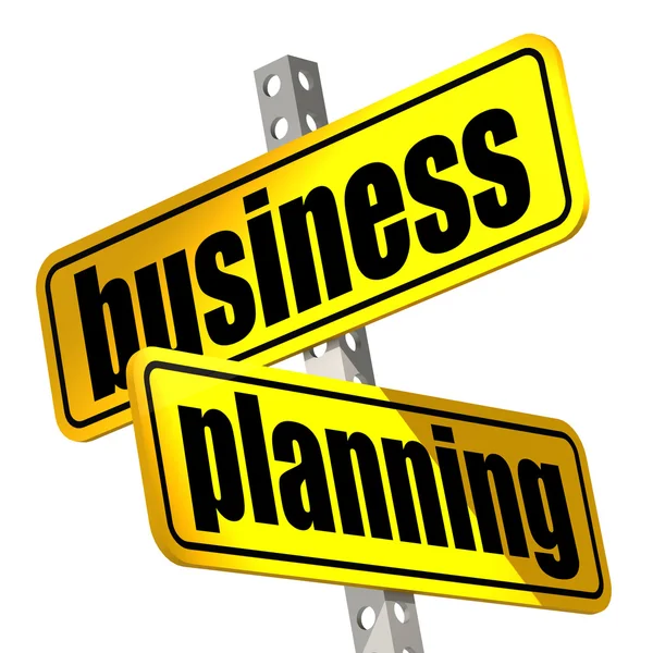 Gele verkeersbord met business planning woord — Stockfoto