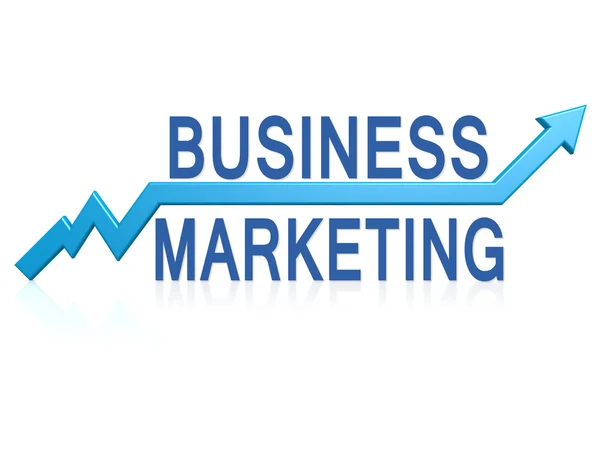 Бизнес-маркетинг с голубой стрелой — стоковое фото
