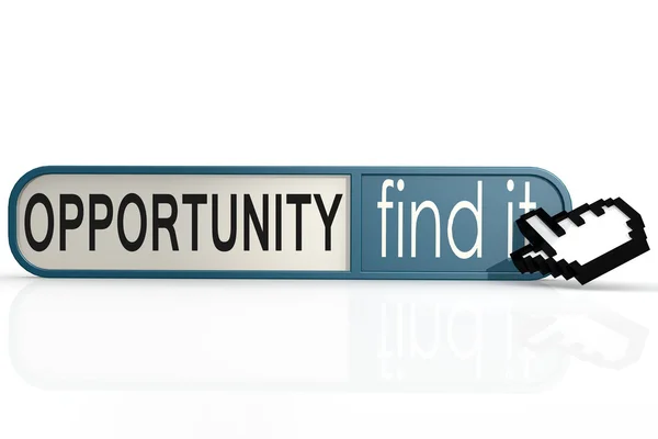 Opportunity word on the blue find it banner — Stok fotoğraf