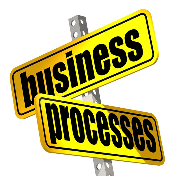 Κίτρινη πινακίδα με την λέξη επιχειρηματικές διαδικασίες — Φωτογραφία Αρχείου