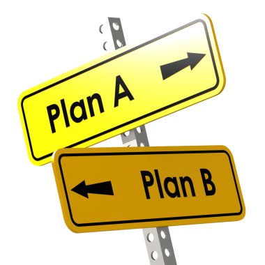 Plan A ve B sarı yol işareti ile