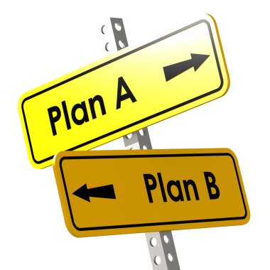 Plan A and B with yellow road Sign clipart