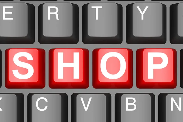 Shop word on computer keyboard — 图库照片