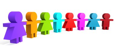 Multi color people in a line