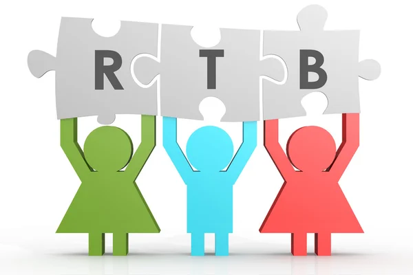 RTB - Real Time Bidding puzzle in a line — Stock Photo, Image