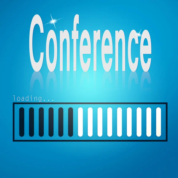 Blue loading bar with conference word — Stockfoto