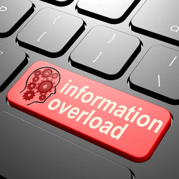 Keyboard with information overload text — Stock Photo, Image