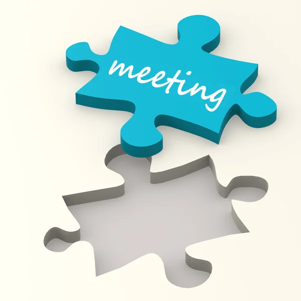 Meeting word on blue puzzle — Stock Photo, Image