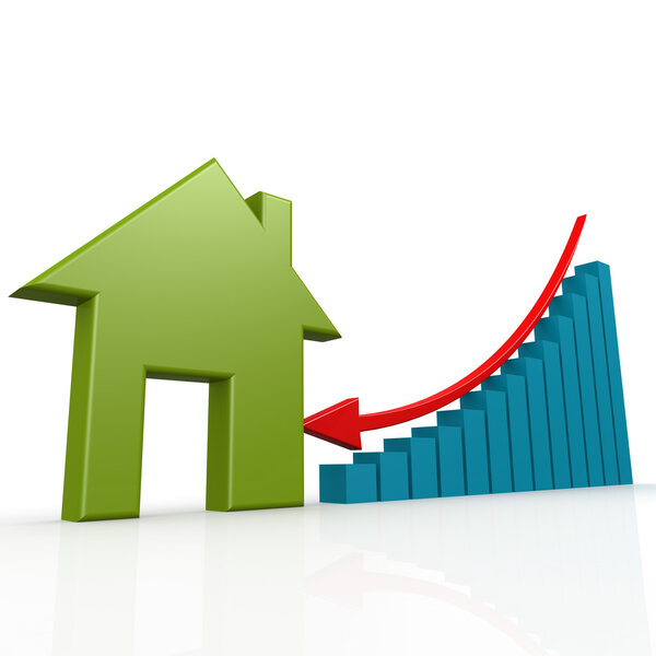 House and arrow go down