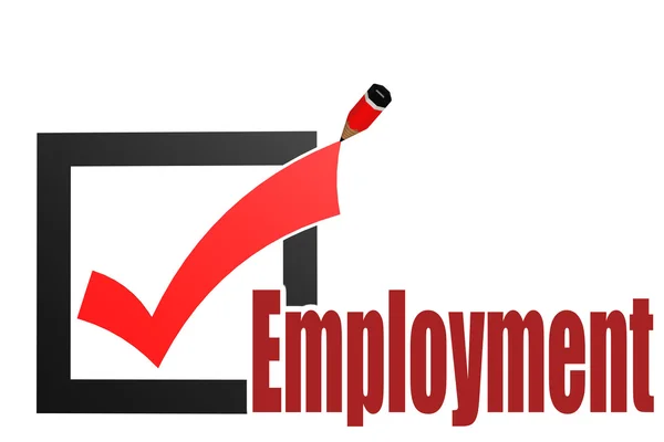 Check mark with employment word — Stock Photo, Image