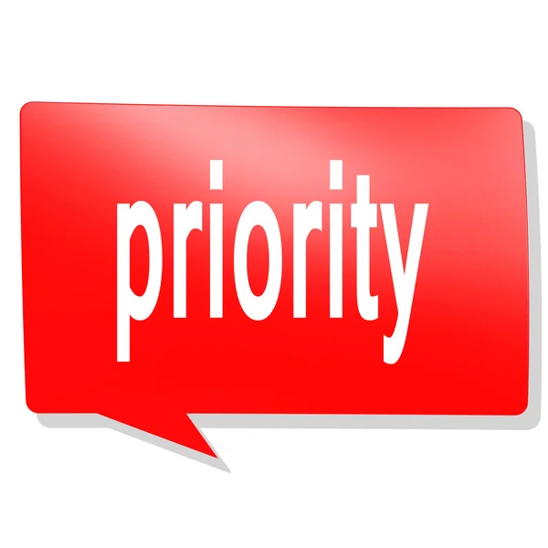 Priority word on red speech bubble — Stock Photo, Image